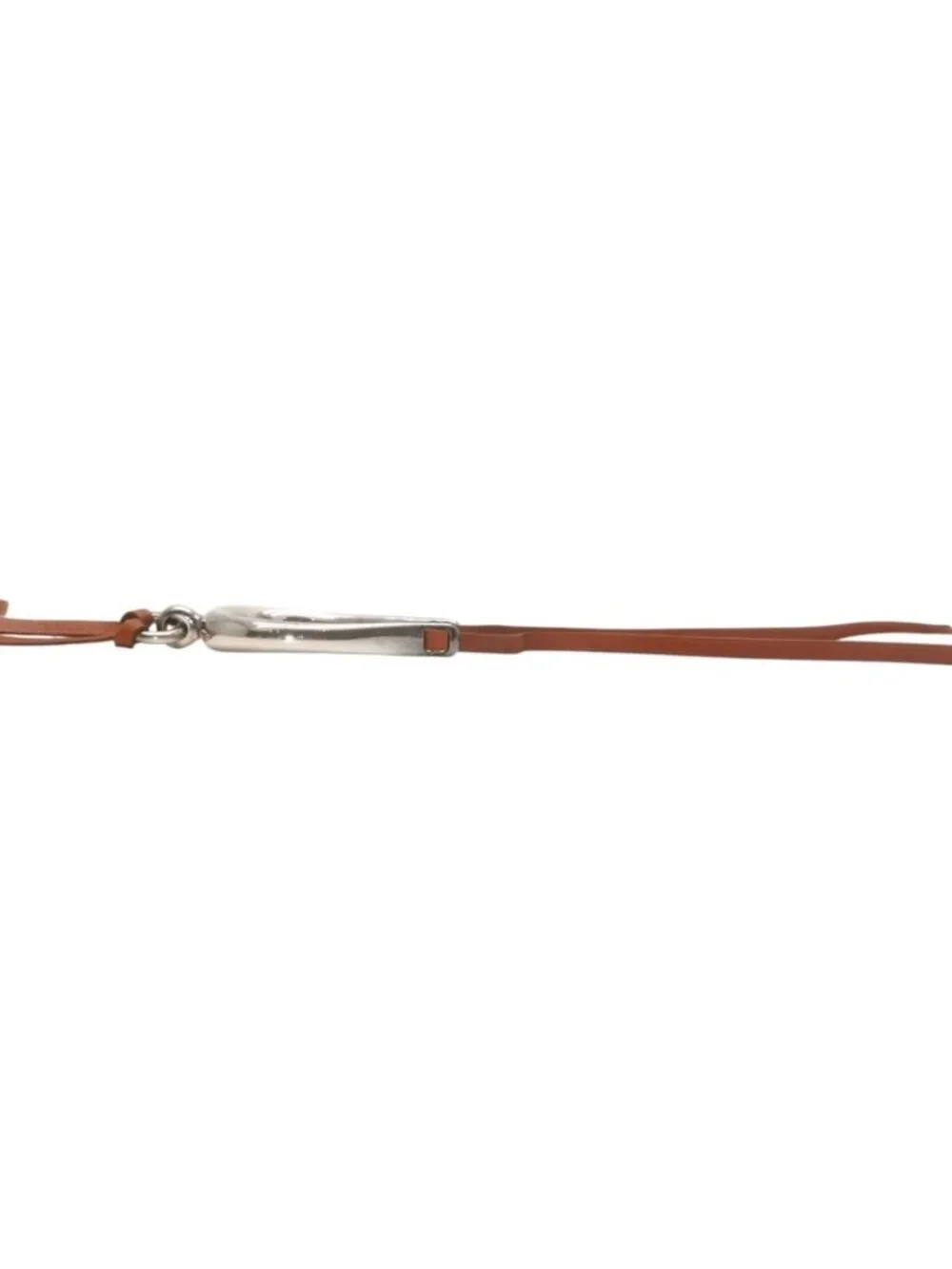 Hermes Leather Necklace Choker Horse Tackle Brown String Silver